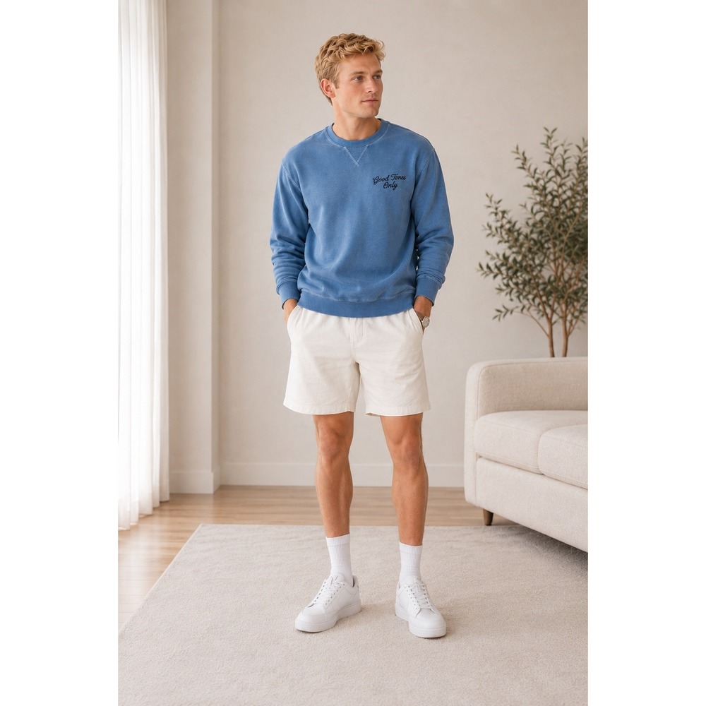 Goodfellow & Co Good Times Only Graphic Crewneck Sweatshirt Blue‎ Men's M